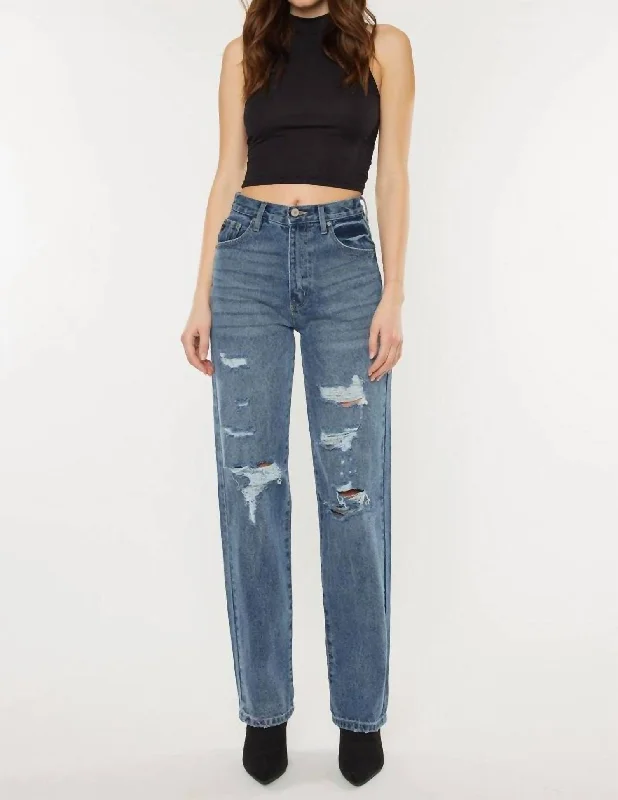 Stephanie Ultra High Rise 90's Boyfriend Jeans In Medium Stone Wash