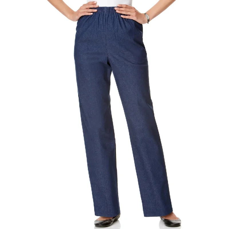 Alfred Dunner Womens Petites High Rise Denim Straight Leg Pants