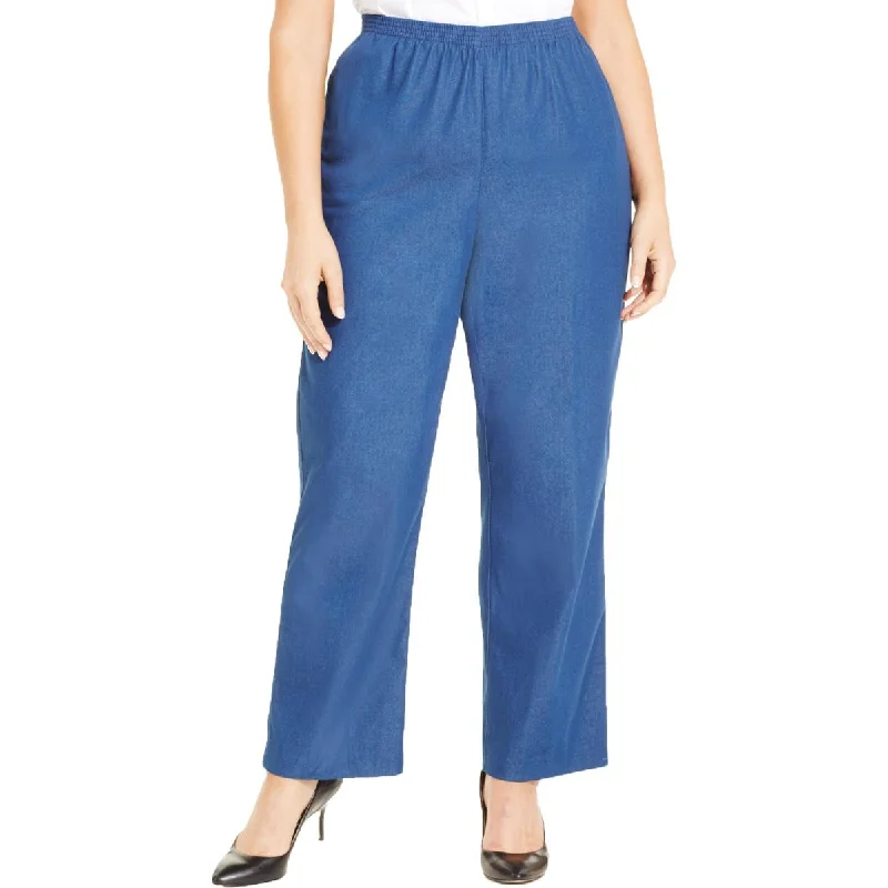 Alfred Dunner Womens Plus Denim Flat Front Casual Pants