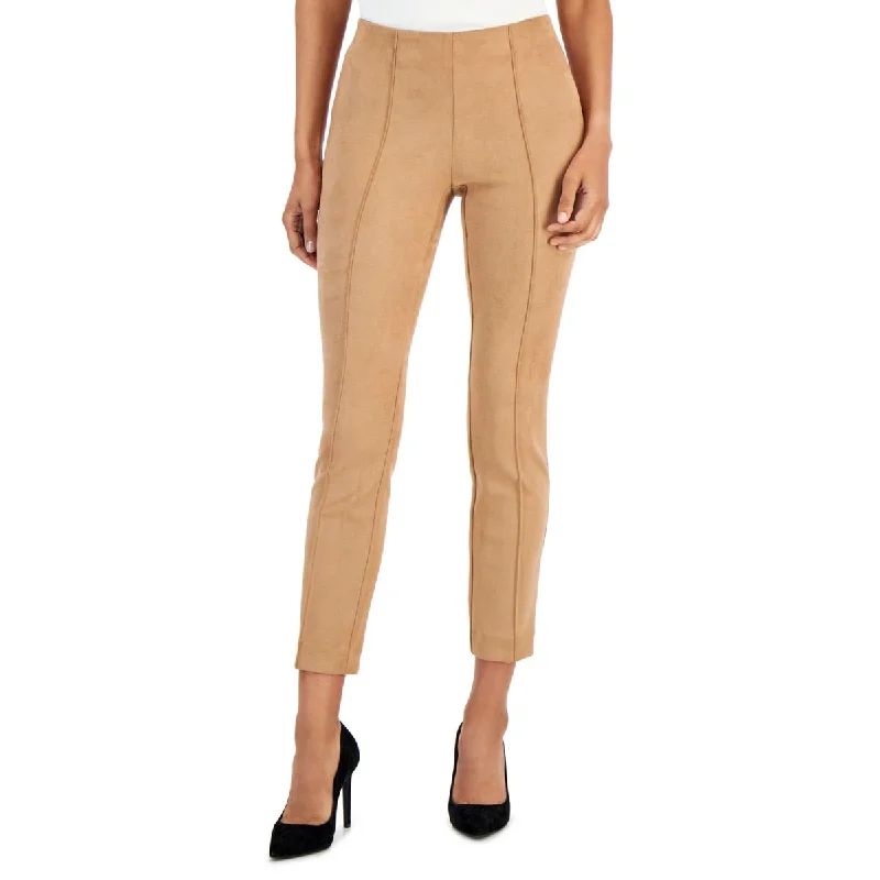 Anne Klein Womens Faux Suede Mid Rise Ankle Pants