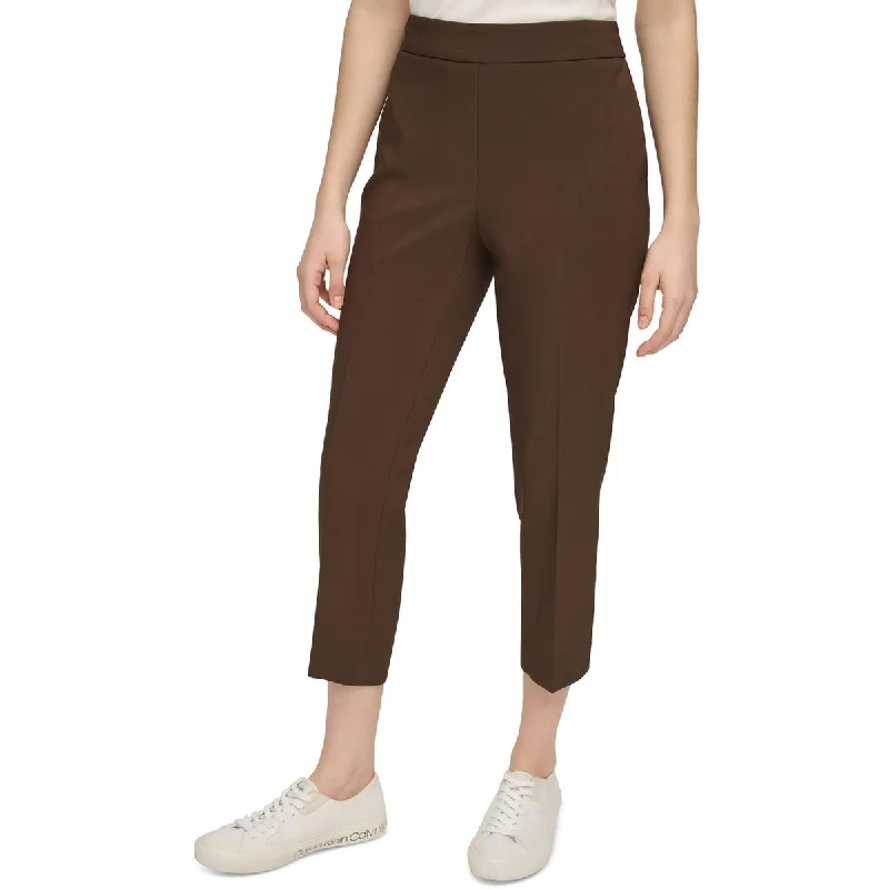 Calvin Klein Womens High Rise Elastic Waist Cropped Pants