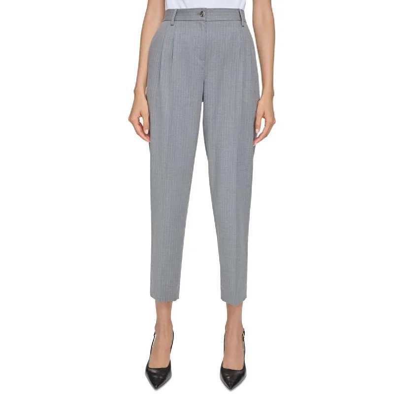 Calvin Klein Womens Pleated Pin Stripe Trouser Pants