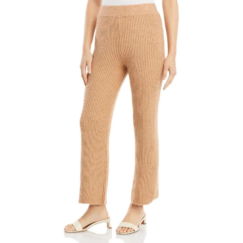 Cupio Womens Stretch Ribbed Knit Wide Leg Pants