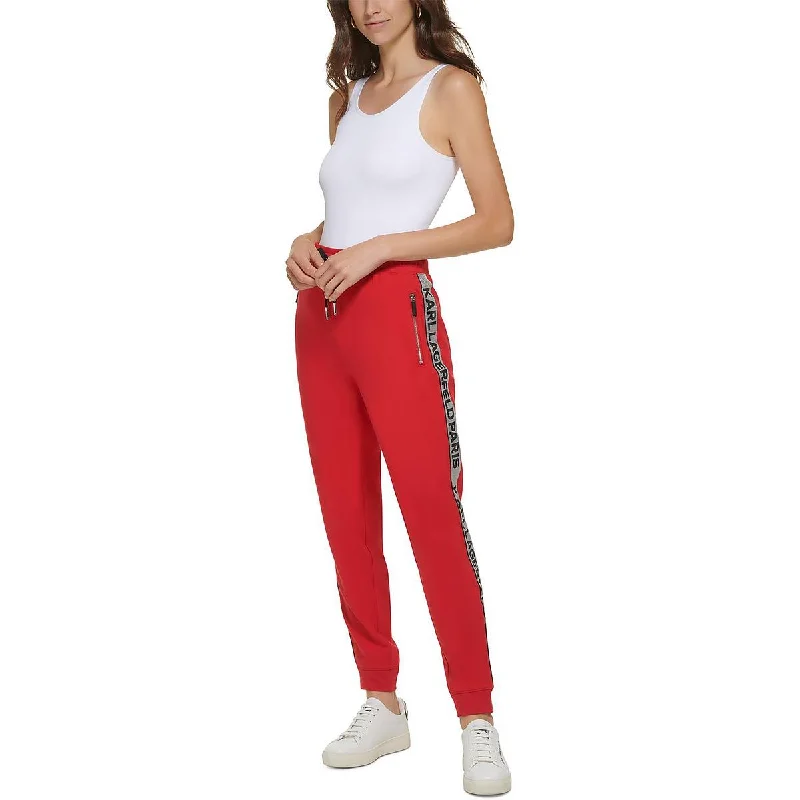 Karl Lagerfeld Paris Womens Foiled Comfy Jogger Pants