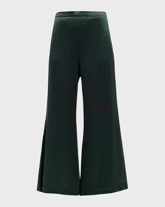 Lucee High-Rise Wide-Leg Satin Pants