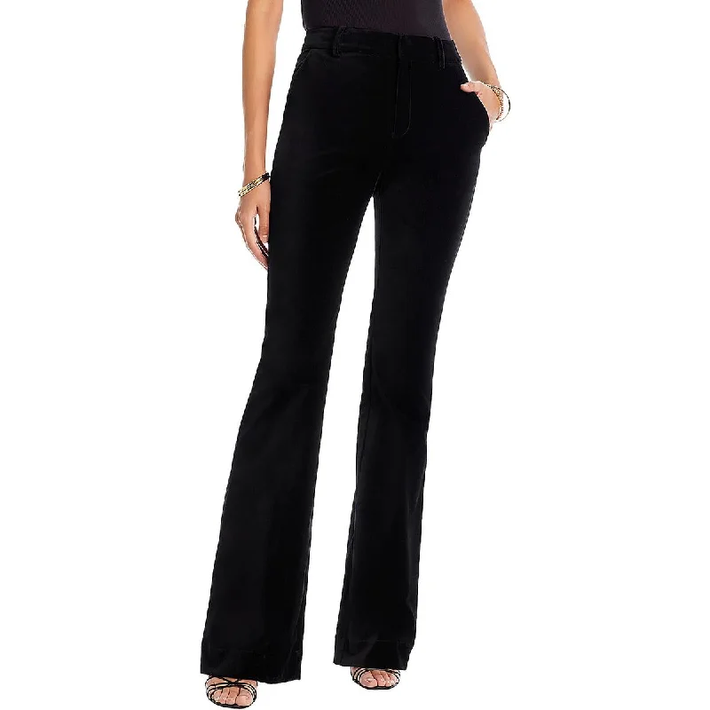 Ramy Brook Womens Lola Velvet Mid-Rise Flared Pants