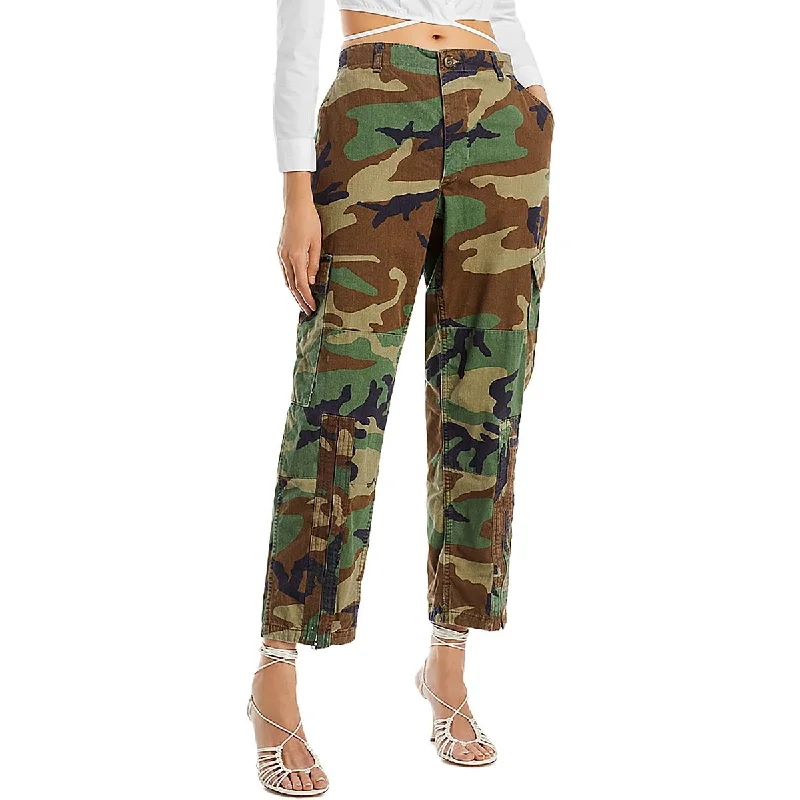 RE/DONE Womens Upcycle Camouflage Straight Leg Cargo Pants