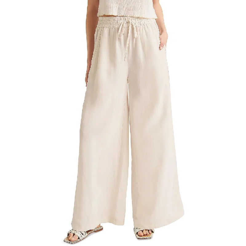 Splendid Womens Bailey Slub Linen Wide Leg Pants