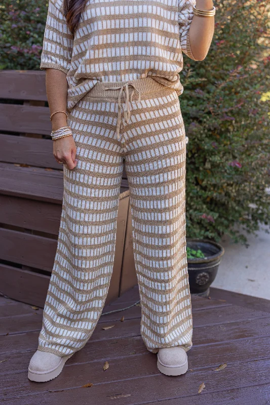 Squared Up Tan Knit Pants