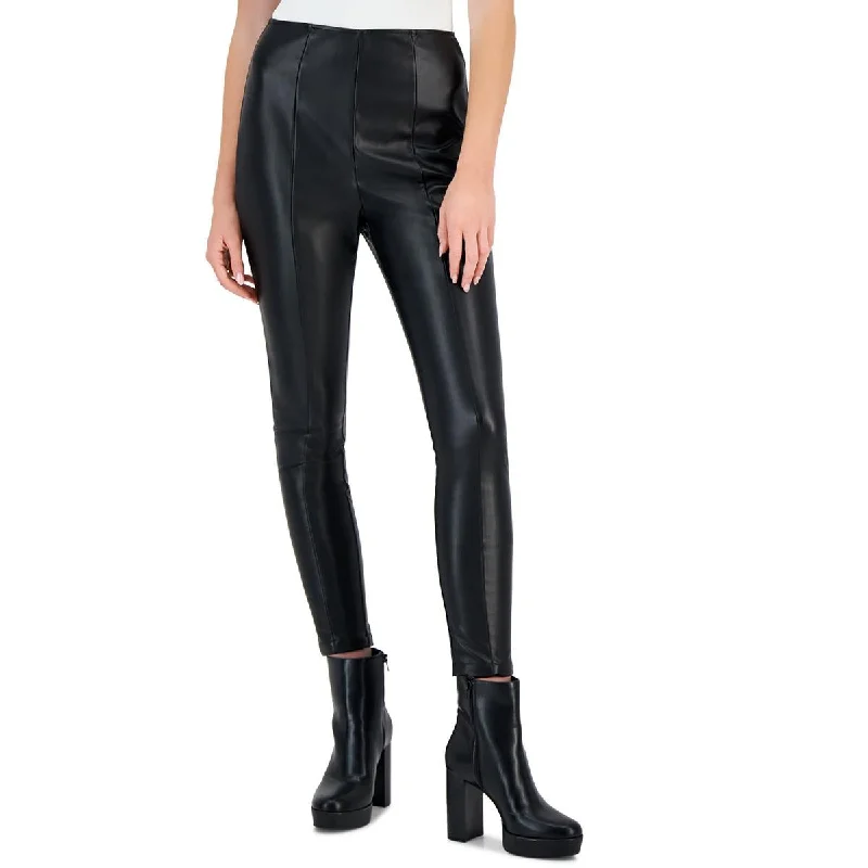 Tinseltown Womens Juniors High Rise Faux Leather Skinny Pants