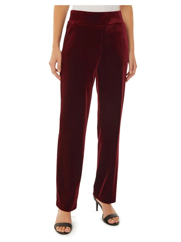 Womens Velour Pull on Straight Leg Pants