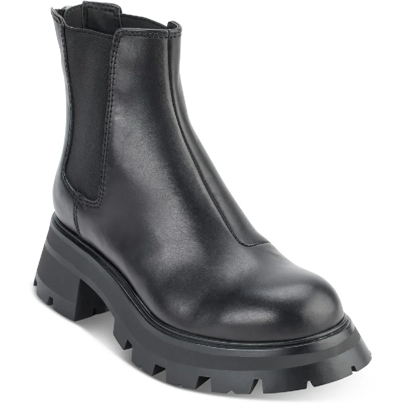 DKNY Womens Sasha Leather Round toe Chelsea Boots