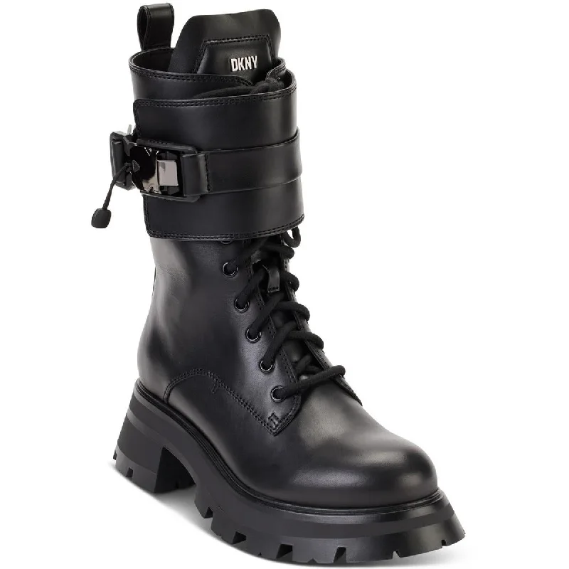 DKNY Womens Sava Magnetic Closer Lug Sole Combat & Lace-up Boots