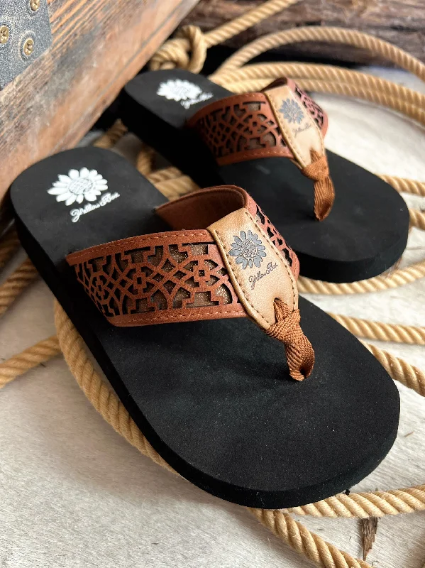 Yellow Box Ficus Tan Flip Flops*