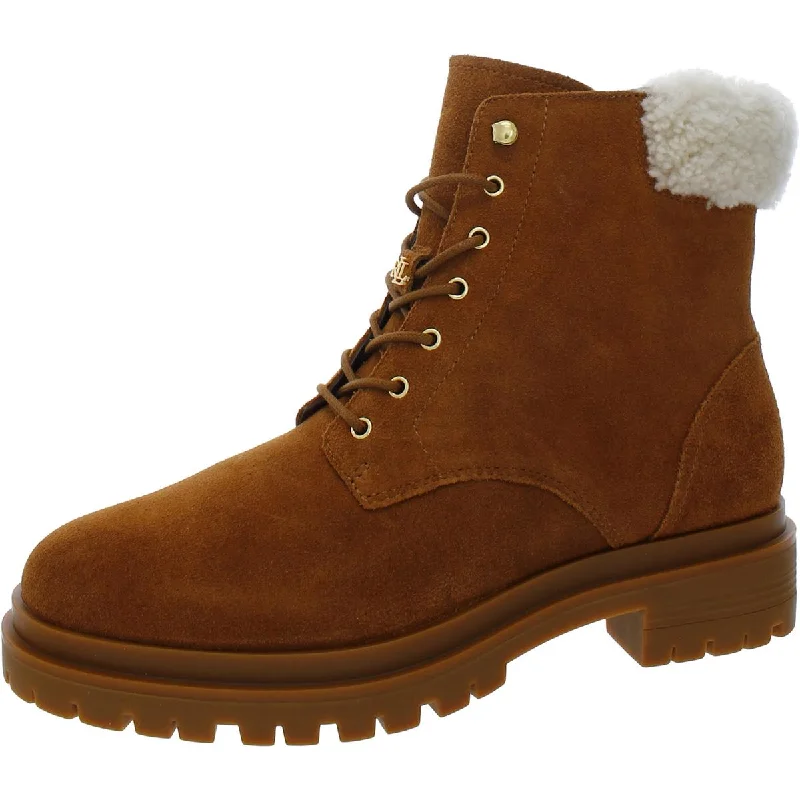 Lauren Ralph Lauren Womens Carlee Lugged Sole Ankle Combat & Lace-up Boots