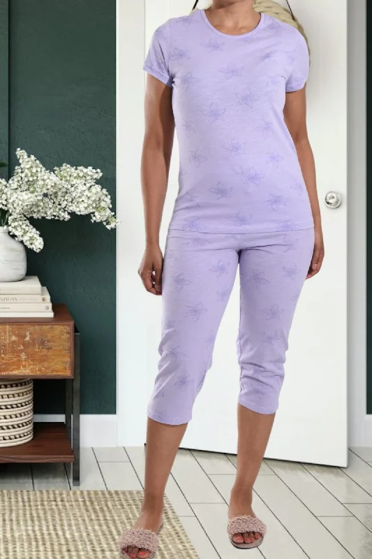 Lilac Cotton 3/4 Pj Set