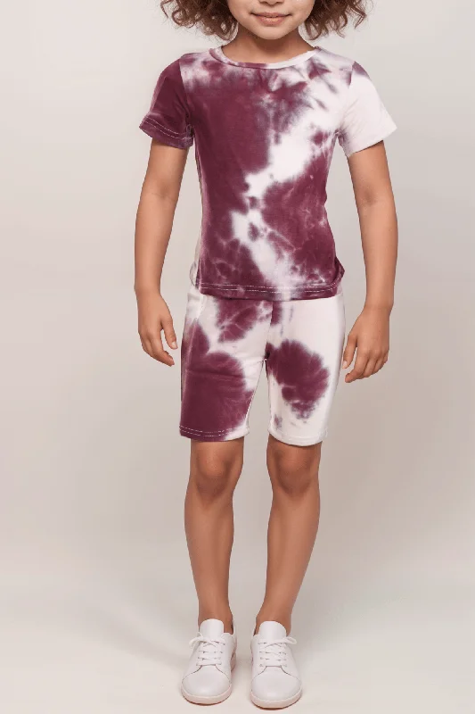 Maroon And White Tye Dye Set