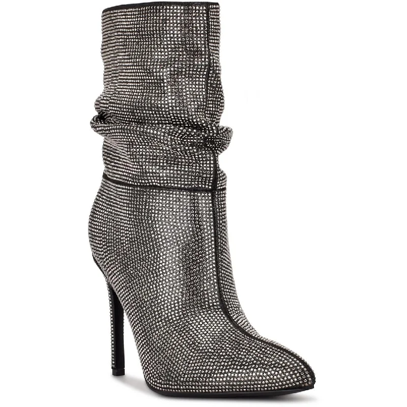 Nine West Womens Jenn 2 Rhinestone Pointed Toe Ankle Boots