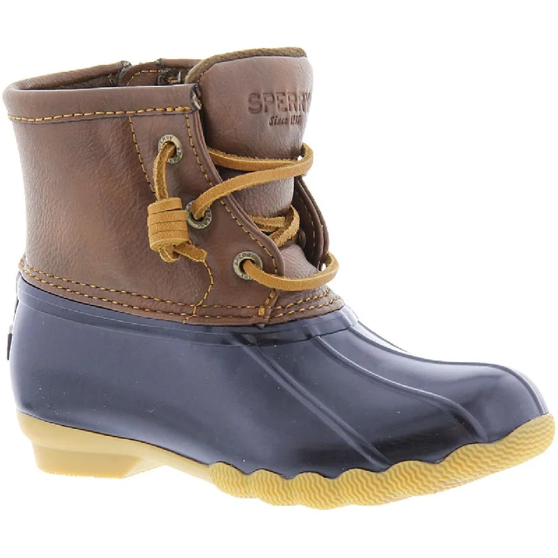 Sperry Girls Saltwater Leather Lace Up Rain Boots