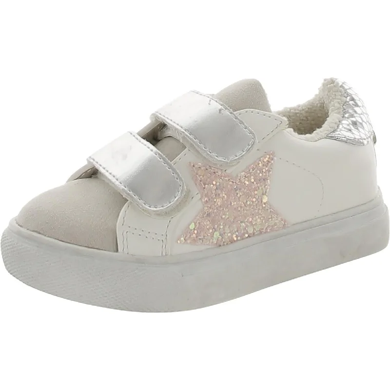 Steve Madden Girls Ezume Faux Leather Metallic Casual and Fashion Sneakers