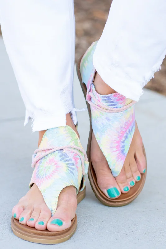 Dusk Tie Dye Pastel Zip Sandals