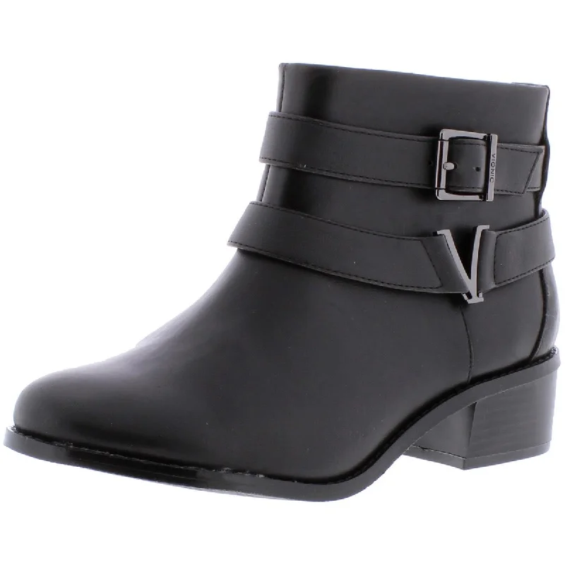 Vionic Womens Mana Leather Orthaheel Ankle Boots