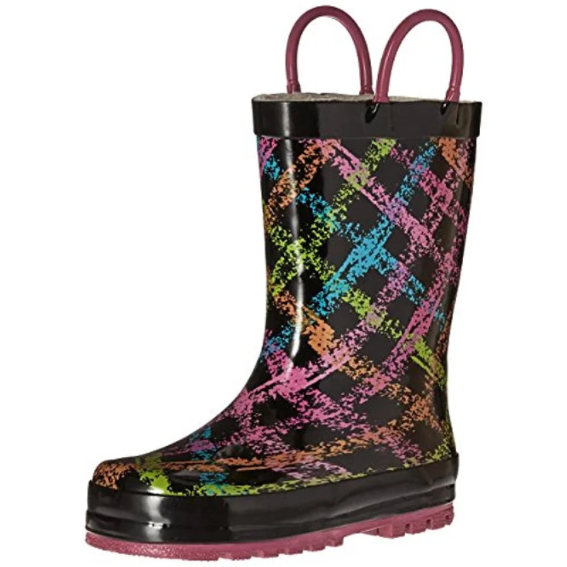 Western Chief Girls Scribble Plaid Waterproof Rubber Rain Boots