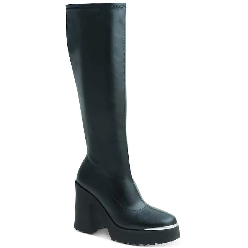 Wild Pair Womens Killian Faux leather Side Zip Knee-High Boots