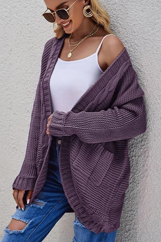 WOMEN OVERSIZED RIBBED HEM MID LENGTH CARDIGAN