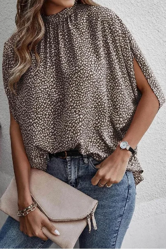 DOLMAN SLEEVE LACE-UP CHIFFON BLOUSE