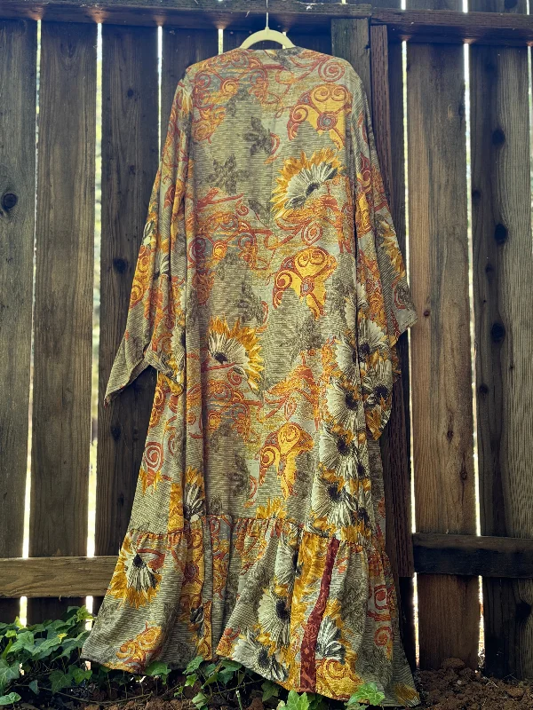 Femme Kimono Wrap Dress- Sunflower Collage - XL