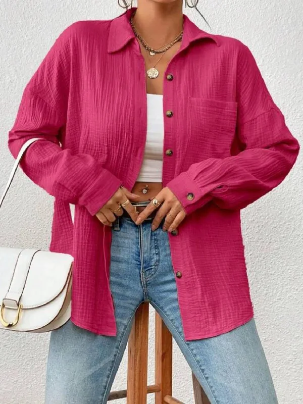 Shop the Hottest Shacket Apparel: Women's Textured Drop Shoulder Shirt Jacket