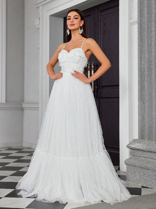 Tulle Butterfly A Line Layers Wedding Dress